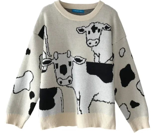 Autumn and winter new cow loose lazy knitted sweater | Женская одежда