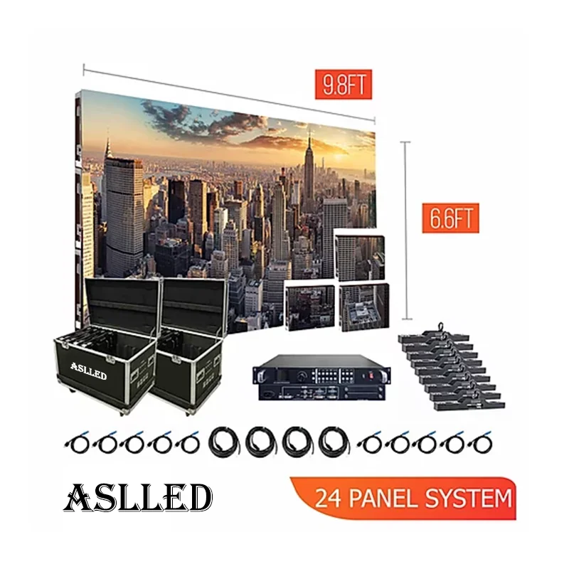 6pcs outdoor led panels p3.91 500x500mm Die-cast aluminum led cabinets led display outdoor full color led video display