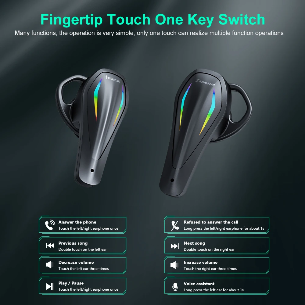 Bluetooth-гарнитура KINGSTAR игровая с микрофоном 65 мс низкая задержка | Электроника
