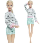 Зимний наряд BJDBUS для кукол, блузка с изображением милого кота + зеленые короткие штаны, Одежда для кукол Барби, аксессуары для детей, Подарочная игрушка