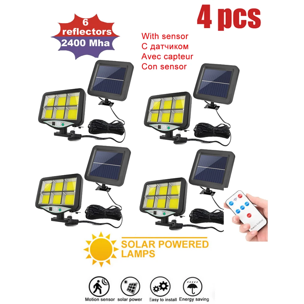 

4pcs seperable Powerful LED Solar Light Outdoor For Garden Decoration Solar Lamp Powered Waterproof PIR Motion Sensor Street Lig