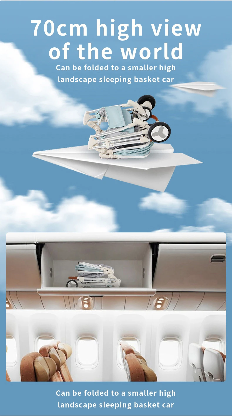 Детская коляска с высоким ландшафтом может сидеть и лежать светильник легко