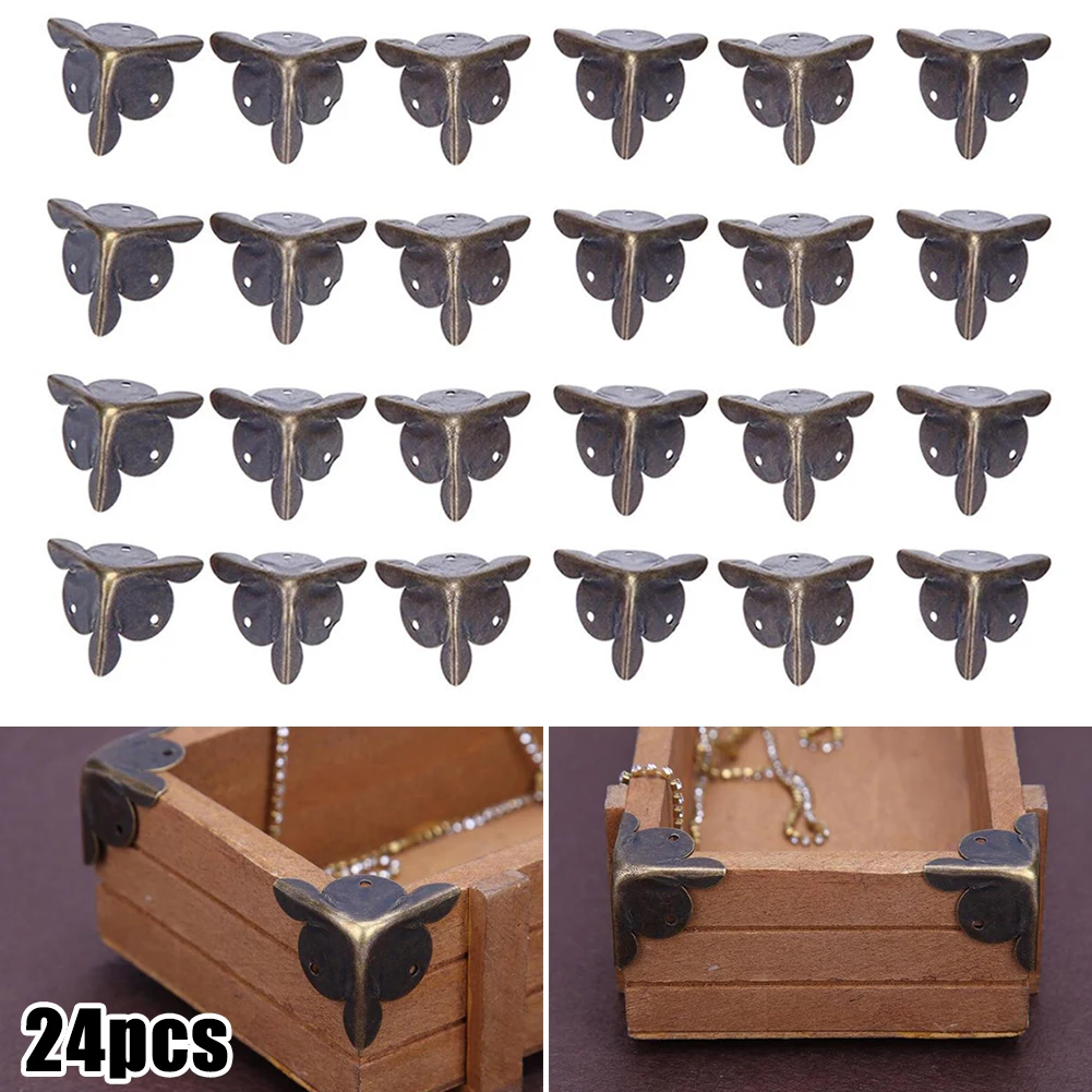 

24pcs Antique Jewelry Box Corner Foot Chest Wine Gift Wooden Box Table Furniture Corner Protector Cover Guard