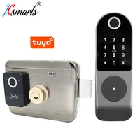 tuya app electronic door lock digital lock smart wifi app keyless keypad code password door lock with dual fingerprint reader