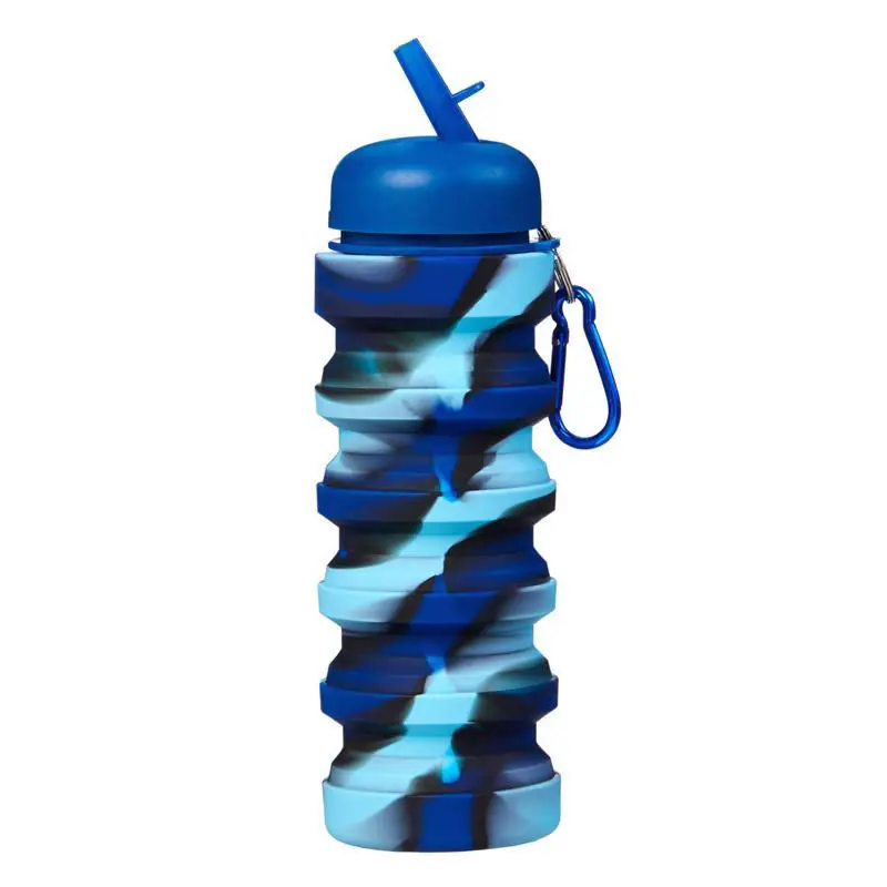 

500ml/240ml Foldable Water Bottle Leakproof Fold Silicone Cute Water Bottles Kids Cup with Straw Outdoor Hiking Camping