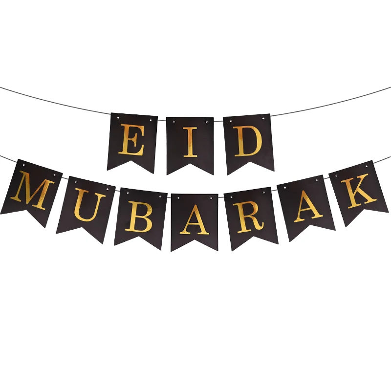 Золотой Серебряный Eid Мубарак баннеры Bunting Happpy Ramadan karem исламский мусульманский