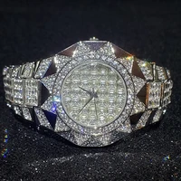 hip hop missfox sun mens watches platinum brand luxury quartz wristwatch diamond stainless steel bling bling male jewelry watch