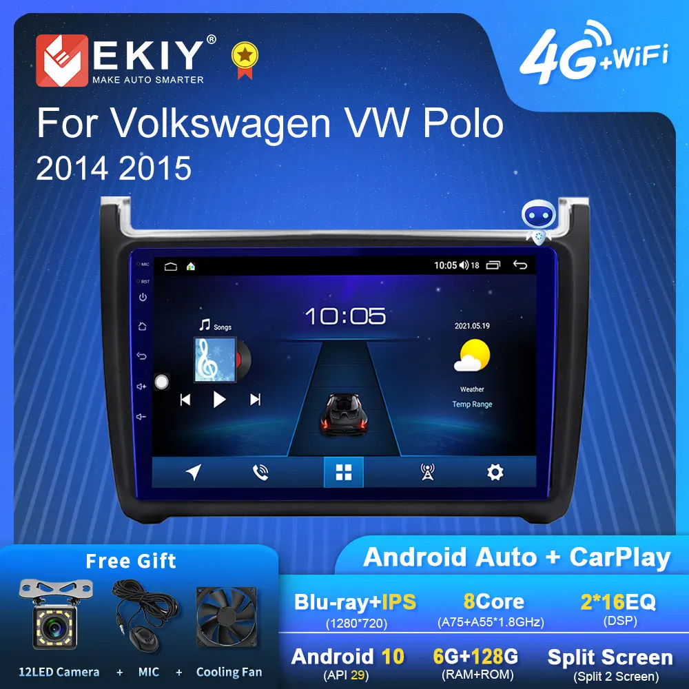

Автомагнитола EKIY S7T для Volkswagen, мультимедийный видеоплеер на Android для Volkswagen VW Polo 2014, 2015, Carplay, автомагнитола 2DIN, Blu-ray, IPS, DVD