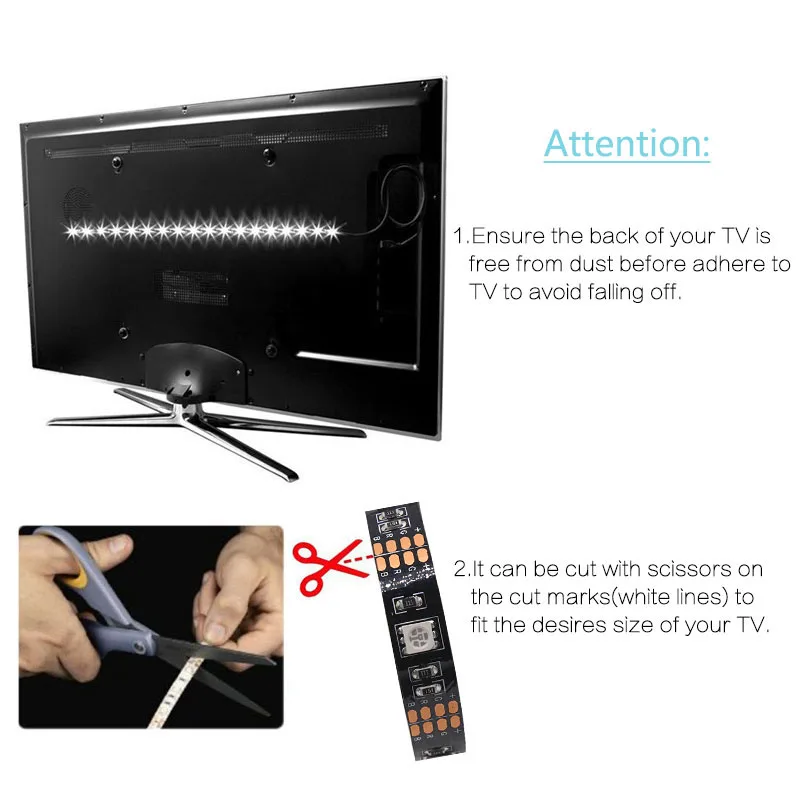 RGB Led Strip Light 2835 50CM 1M 2M 3M 4M 5M DC5V Flexible LED Stripe Ribbon Diode Desktop Decor Screen TV Background Lighting | Лампы и