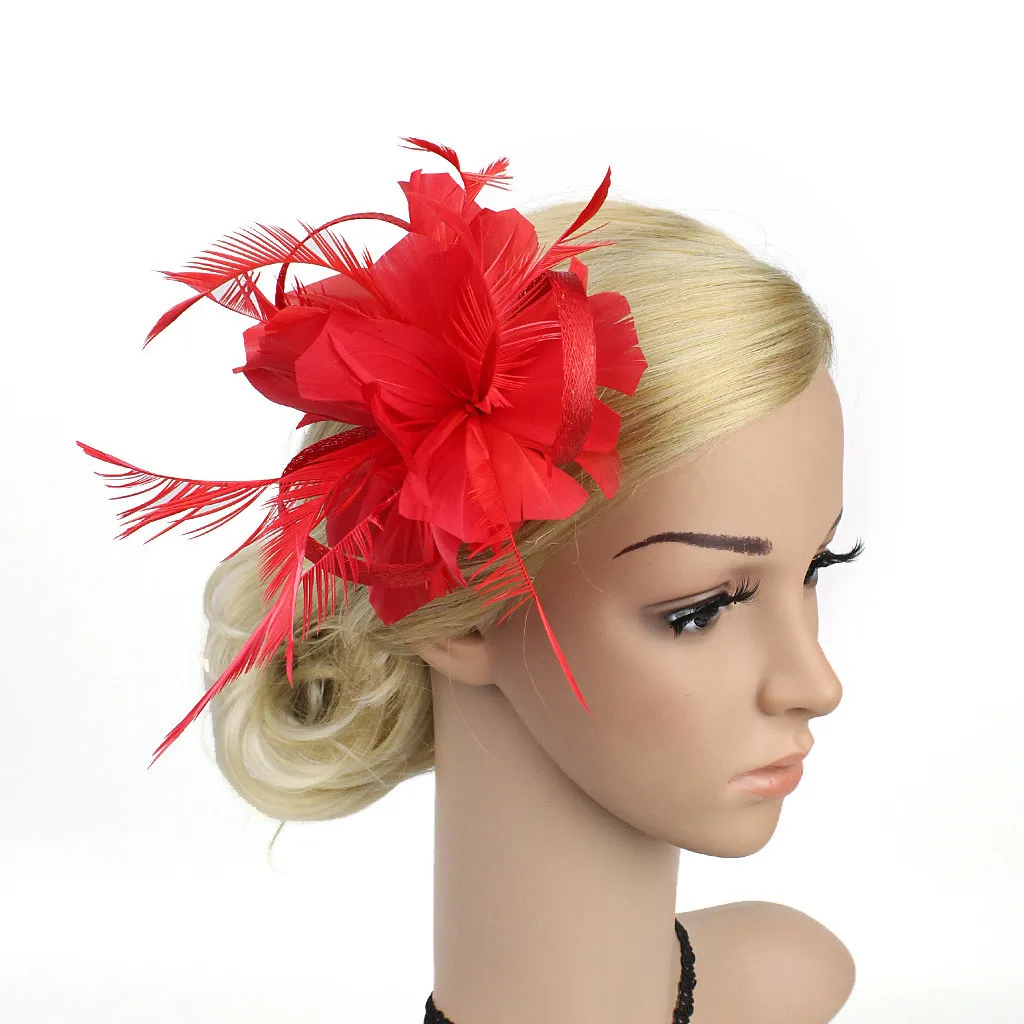 Женские аксессуары для волос цветок шпилька перо вуалетки Чай Вечерние scrunchie