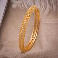 annayoyo 1pcs 24k gold color bangles for women men gold color wedding jewellery dubai bangles ornaments lucky symbol gifts