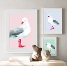 Настенная картина в виде чайки с животными для детской комнаты, Картина на холсте, скандинавские плакаты и принты, настенные картины для детской комнаты, декор для детской спальни