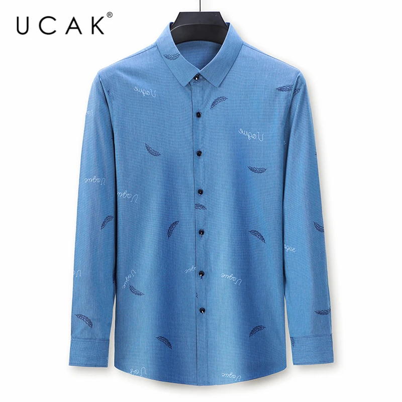 UCAK Brand Long Sleeve Shirts Men Clothing Turn-down Collar Streetwear Shirt Pull Homme 2020 Spring Autumn New Clothes U6098