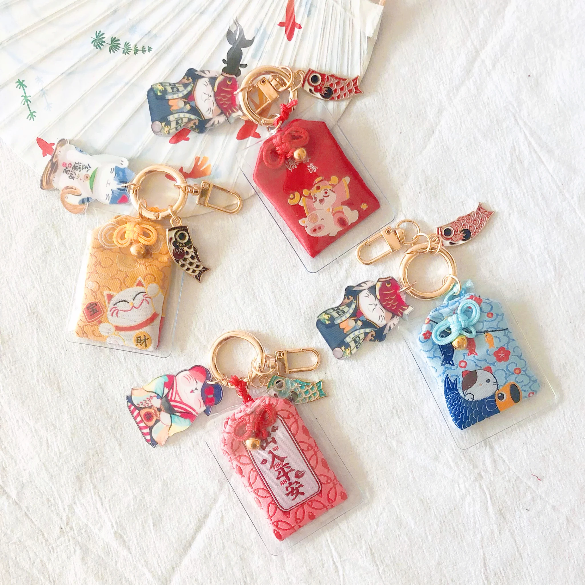 

Omamori Night Owl Maneki Neko Dispel Misfortune Lucky Key Holder Key Chain Pom Keychain Couple Gift Plastic Fashion