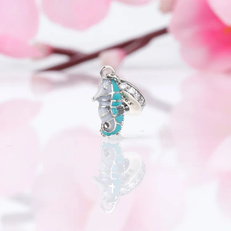 

S925 Sterling Silver New Fashion Ocean Seahorse Pendant Bracelet Original Beads Charms