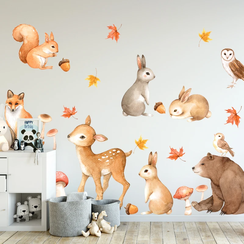 Милые Мультяшные Африканские животные Луг настенные наклейки для детской