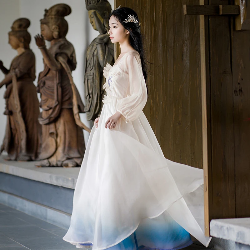 

Original Design National Style First Love Dress Ancient Style Embroidered Fairy Dress Female 2020