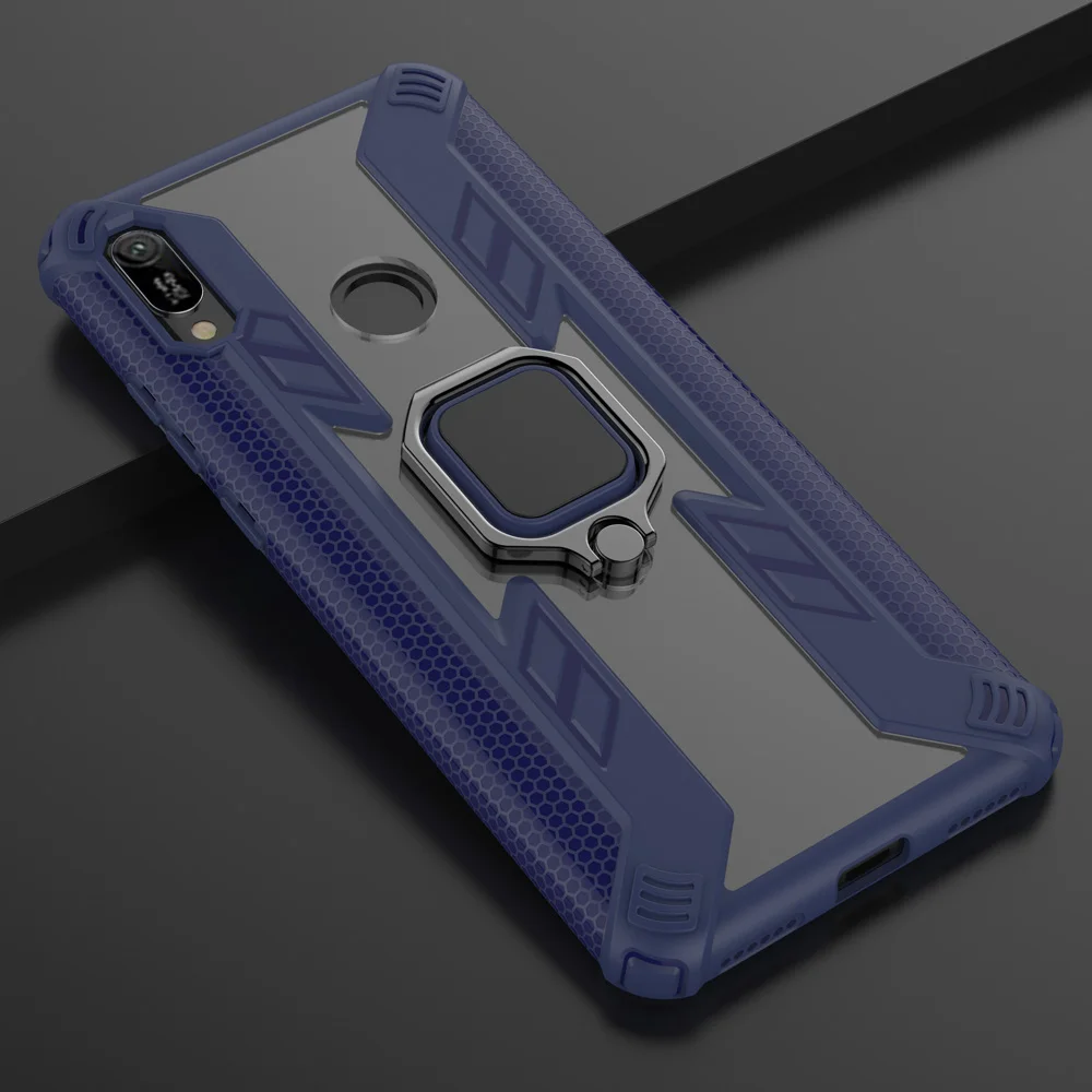For Huawei Y6 2019 Dual Layer Magnetic Ring Armor Case Shockproof Impact Protective Back Kickstand Hard Luxury Cover | Мобильные