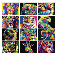 full square or round drill mosaic picture 5d diamond painting animal set color lion tiger cat cross stitch