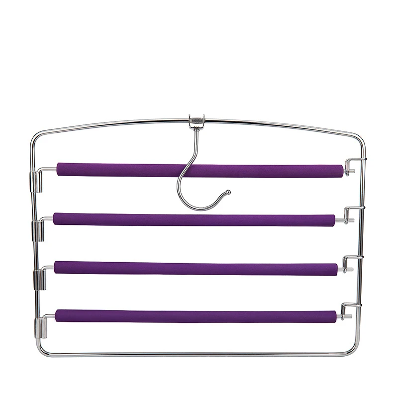 Multi-function Stainless Steel Trousers Hanger 4 Layer Non-slip Pants Clothes Holder Rack Detachable Clothing Household | Дом и сад