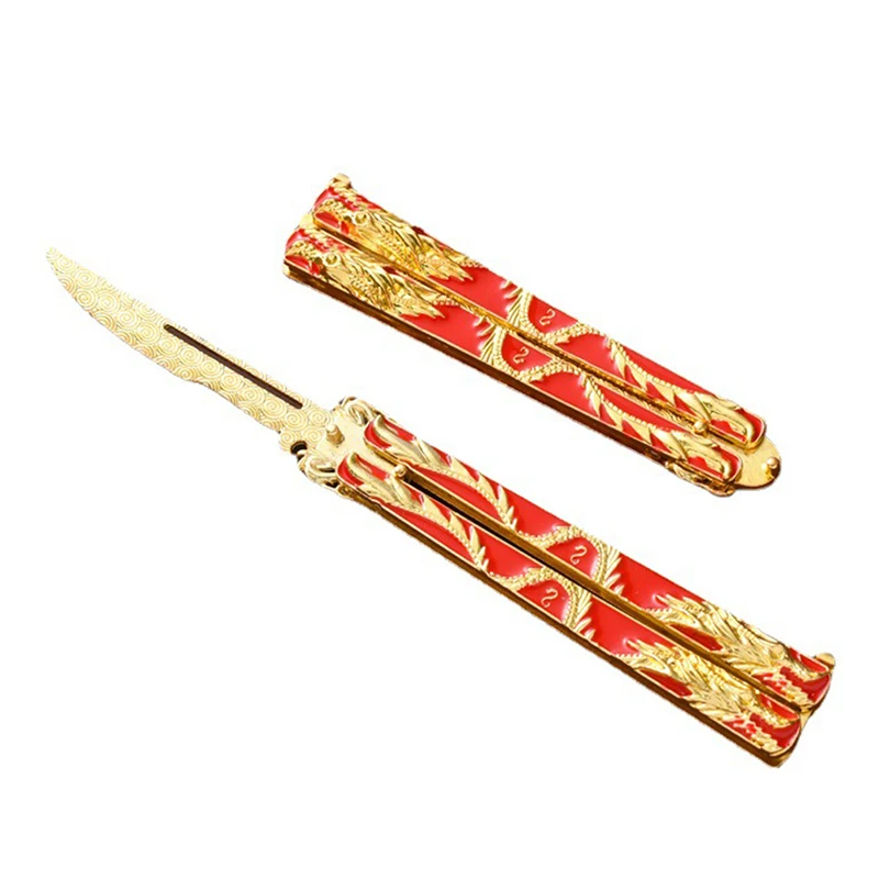 14CM Zinc Alloy Butterfly Knife Folding Practice Outdoor No Edge | Инструменты