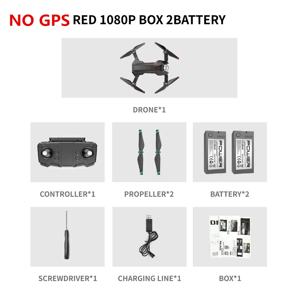 NO GPS RED1080P BOX S20 gps Дрон с 4K HD двойной X50 зум Камера оптический поток жестов фото RC вертолет Профессиональный Дрон Квадрокоптер VS SG907 E58 - Цвет: NO GPS RED1080P BOX