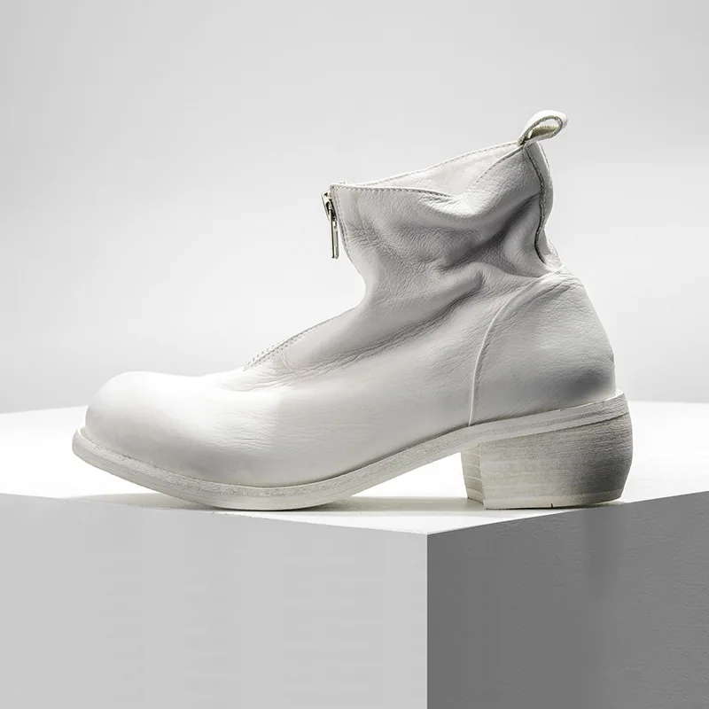 Винтажные ботинки из натуральной кожи на молнии мужские для верховой езды с