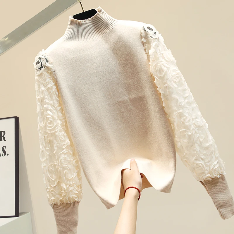 Свитер с воротником-хомутом женский новый толстый свитер длинным