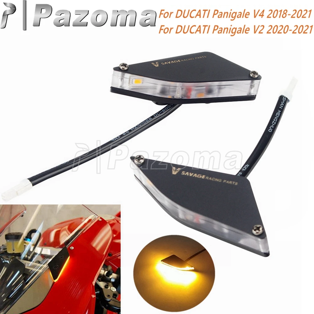 

LED Mirrors Plate Turn Signal Light Amber Indicator Flasher Front Blinker Lamp Light For Ducati Panigale V2 Panigale V4 18-2021