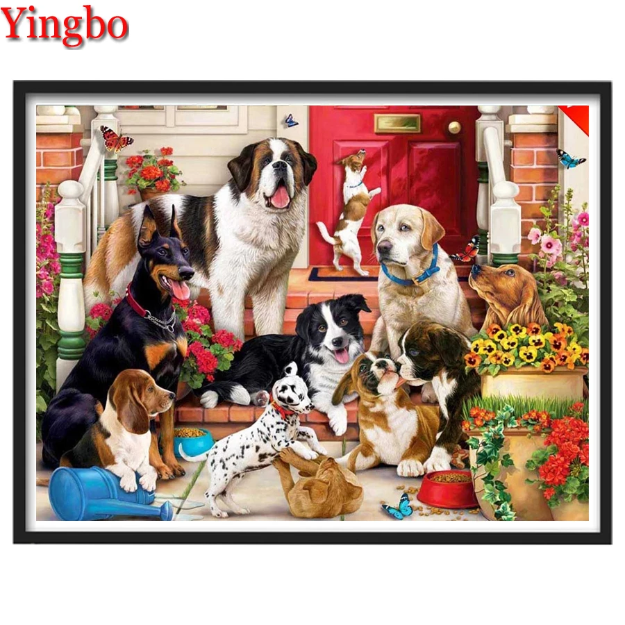 

Full Square Diamond Embroidery Cute Animal Dog DIY Diamond Painting Cross Stitch Resin Drill Mosaic Picture of Rhinestones