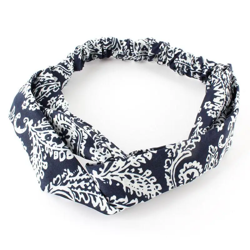 Повязка для волос женская винтажная эластичная лента с богемным принтом