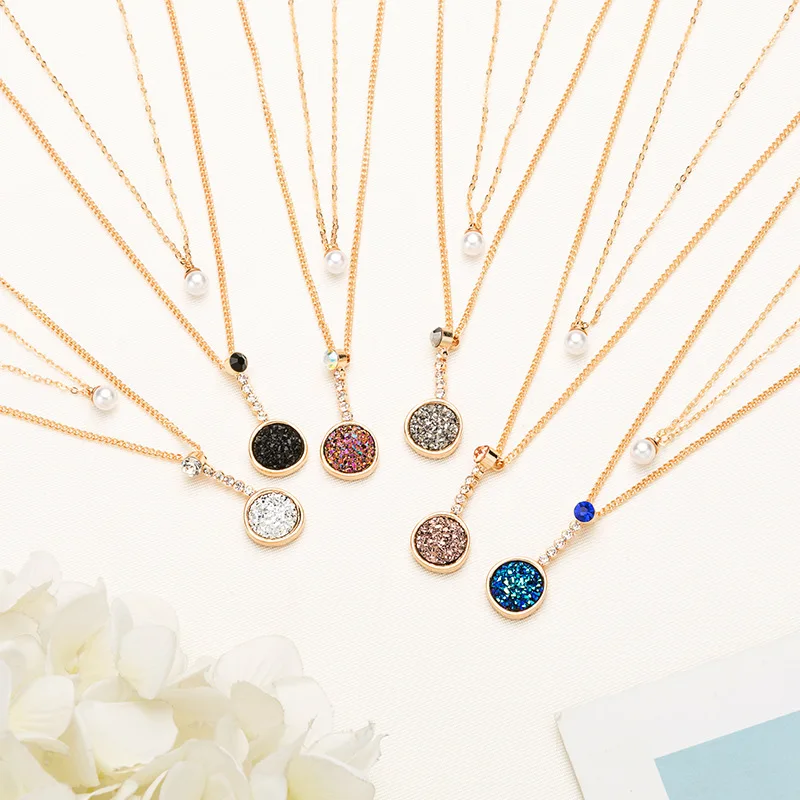 

Бестселлер в Instagram двухслойная цепочка, модное многоцветное круглое ожерелье с кулоном