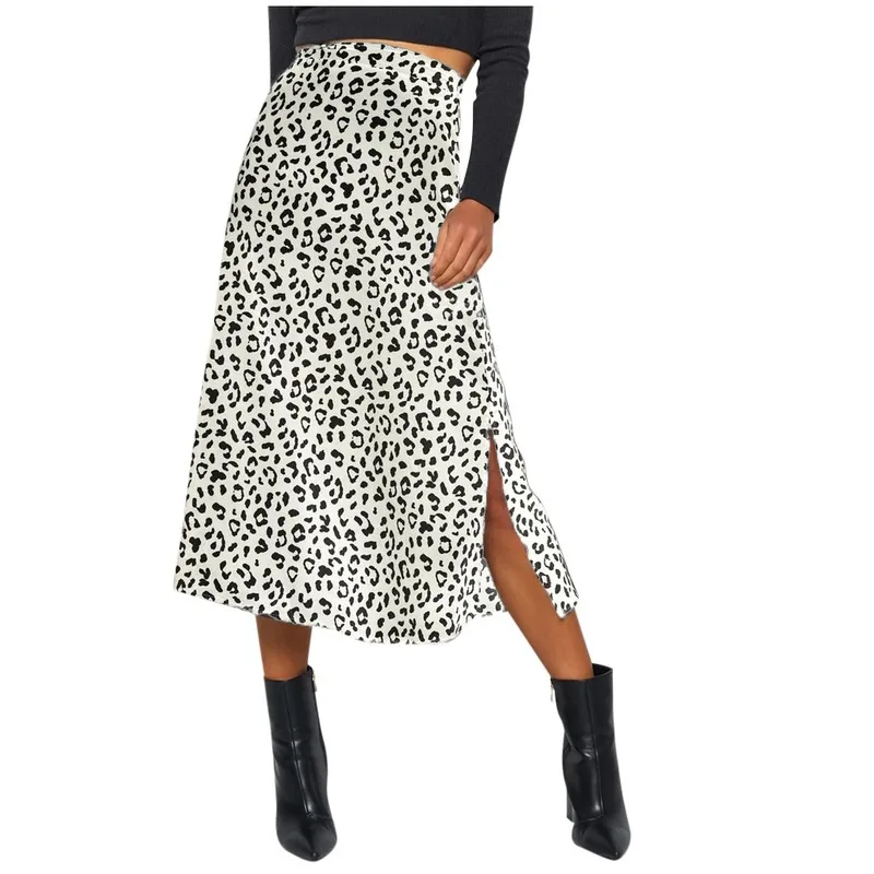 

Women Skirt Fashion Leopard Print High Waist Skirts Womens Leopard Midi Calf Skirt Korean New 2021 Summer Casual Punk Streetwear