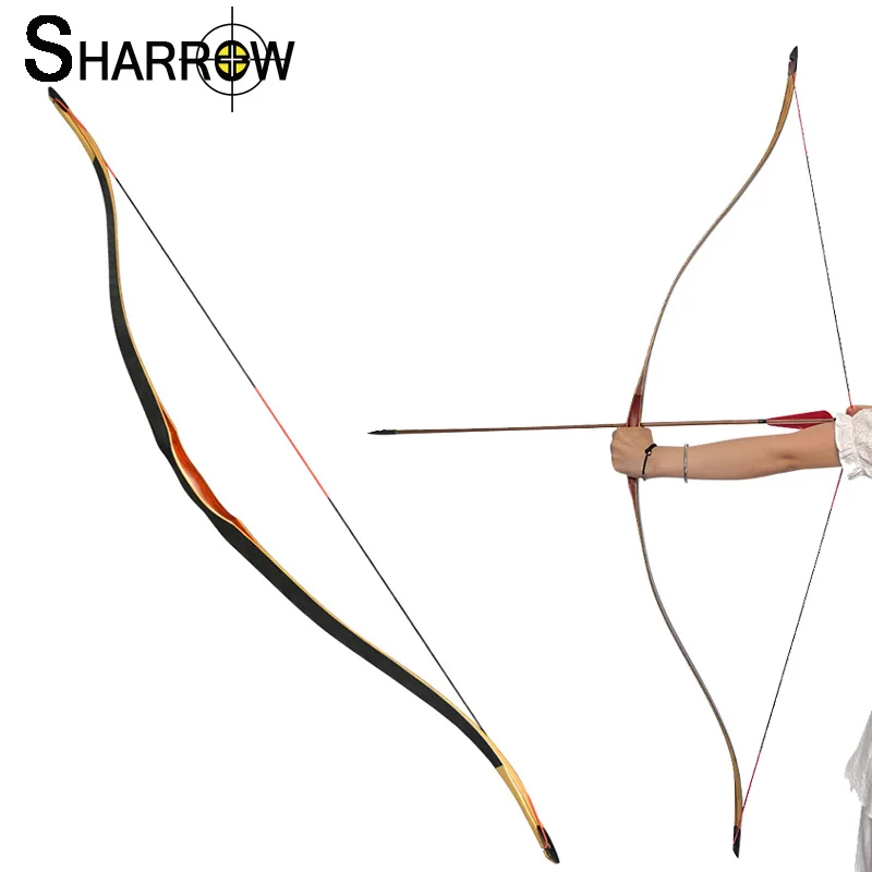 

1pc 20-50lbs Traditional Bow Archery Hunting Accessories Safflower Pear Handle Maximum Draw Length 33" for Outdoor Shooting Game