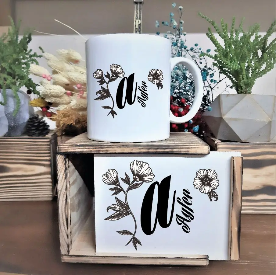 

Personalized Wood Boxed Is Head Letter Mug Cup