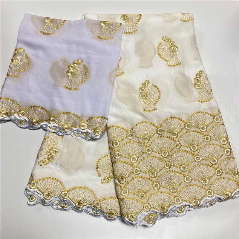 

5 Yard Swiss Fabric Latest Heavy Beaded Embroidery African 100% Cotton Voile Lace Popular Dubai Style For wedding Party 12L