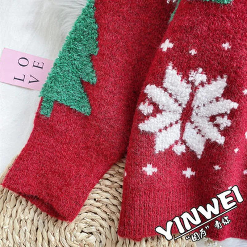 2022 Рождественская одежда женские Пуловеры и свитера вязаный винтажный бархатный
