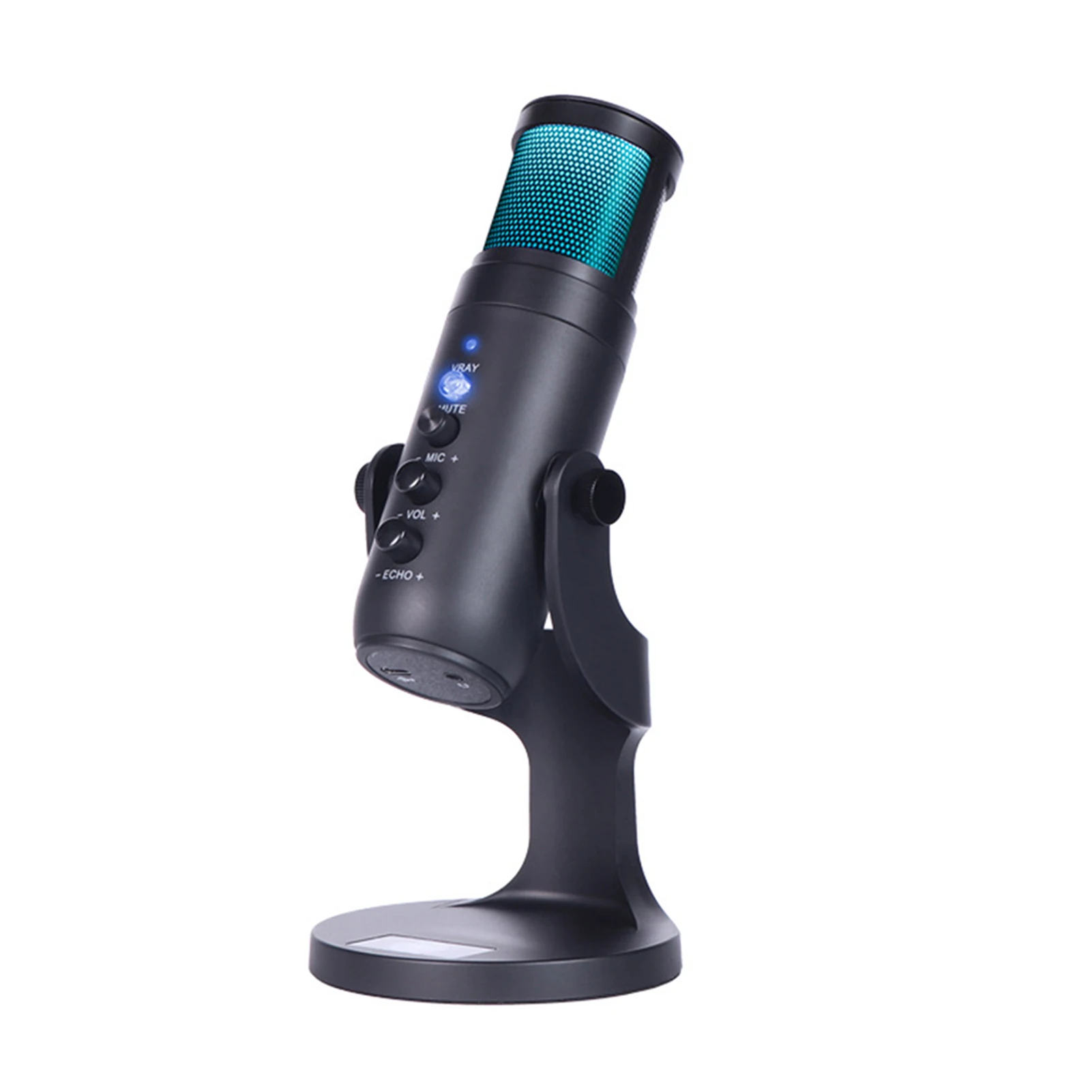 

Конденсаторный USB-микрофон, микрофон RGB с подставкой для подключения к компьютеру и ПК, подходит для воспроизведения трансляций в режиме реа...