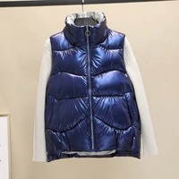 women winter vests 2022 new short bright color vest cotton padded jacket sleeveless female winter waistcoat vest coat