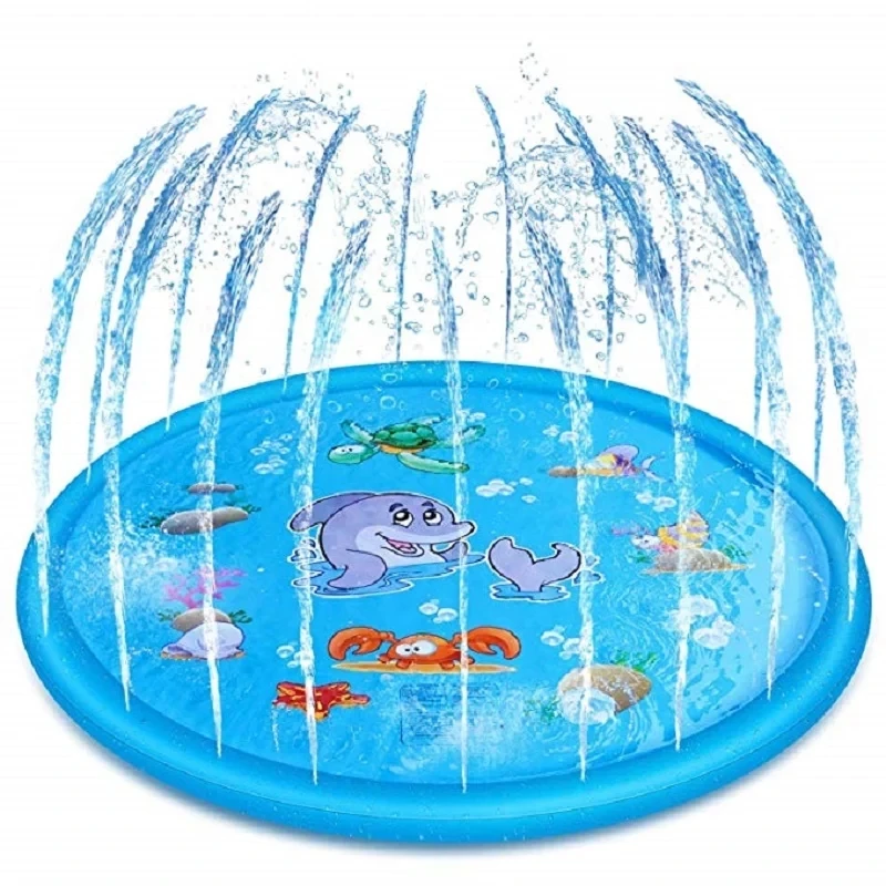 

100/170cm Children Play Water Mat Outdoor Game Toy Lawn For Children Summer Pool Kids Games Fun Spray Water Cushion Mat Toys