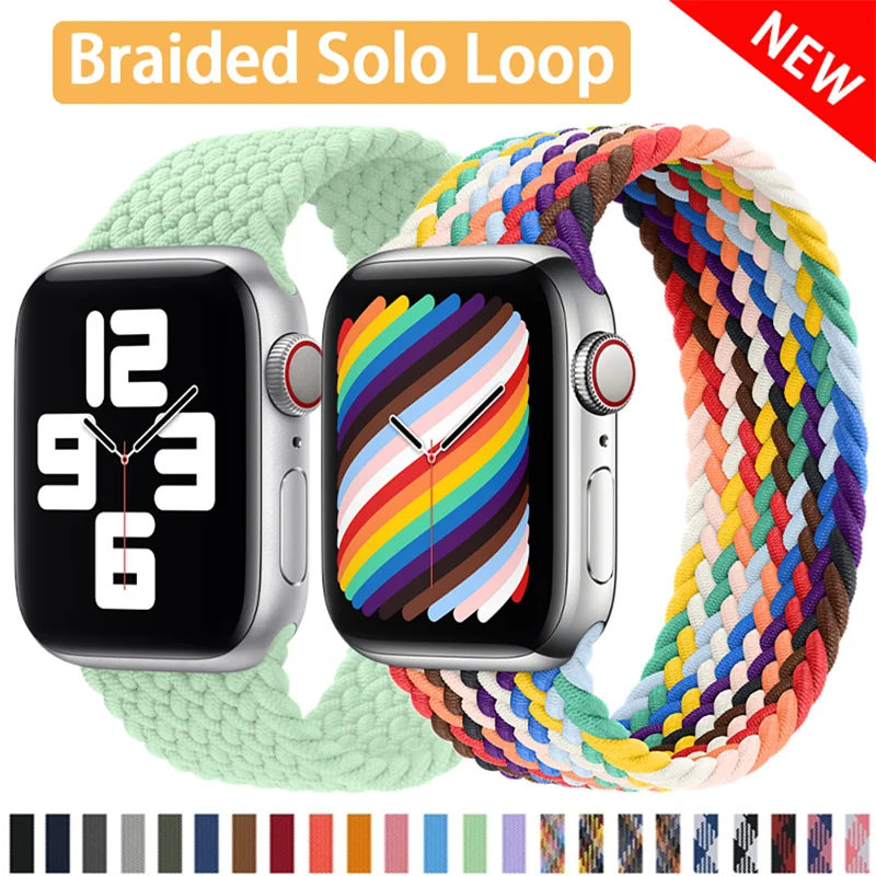 

Ремешок плетеный нейлоновый для Apple Watch band, нейлоновый эластичный браслет для iWatch series 7 SE 6 5 4 3 2, 45 мм 41 мм 44 мм 40 мм