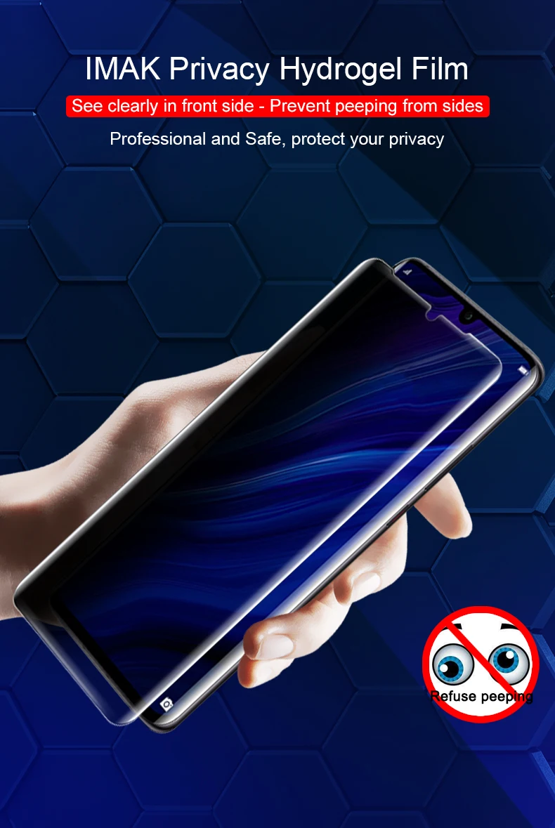 Защита конфиденциальности Антибликовое покрытие для huawei P30 Pro защита экрана Imak анти шпионская полная крышка экрана телефона изогнутая Гидрогелевая пленка