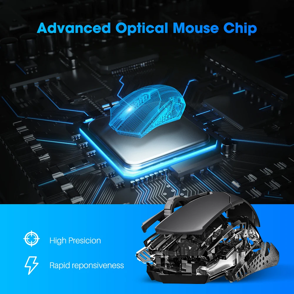 Беспроводная игровая мышь VicTsing PC066 портативная геймерская 2400dpi с