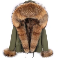 2021 new real fur coat winter jacket women collar warm thick waterproo parkas natural fur lining parka natural raccoon fur coat