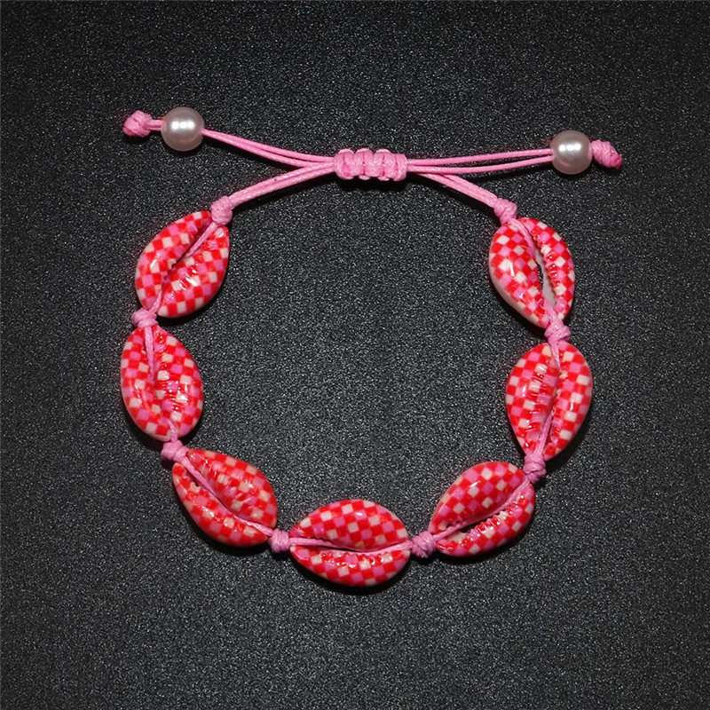 Женский браслет с разноцветным принтом браслеты из ракушек плетеные цепочкой на