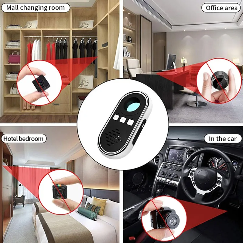 

Portable S200 Anti Candid Camera Detector Webcam Infrared Scanner Hotel Anti-Sneak Anti Spy Cam Vibration Sound Alarm Security
