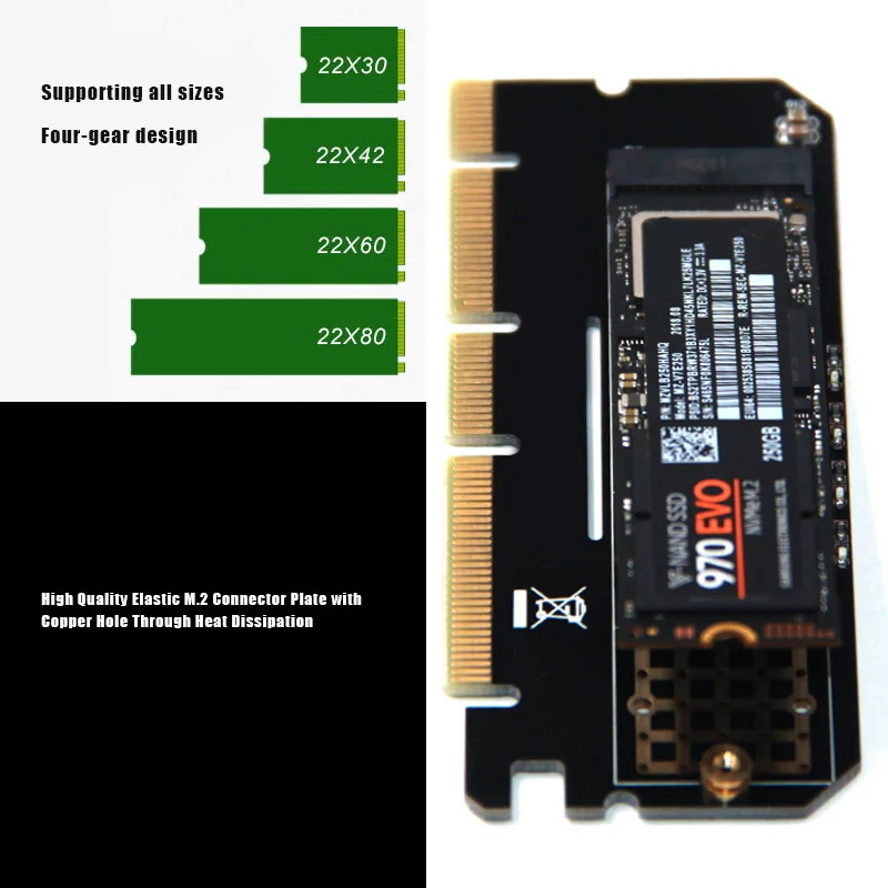 NVME адаптер M.2 к PCIE3.0 полный скорость x16x8x4 карты расширения MKEY Полный алюминиевый