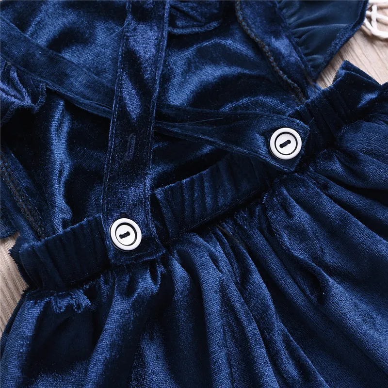 bunvel Toddler Newborn Baby Girls Dresses New Arriavl Velvet Girl Dress Ruffle Sleeveless Vestidos f | Детская одежда и обувь