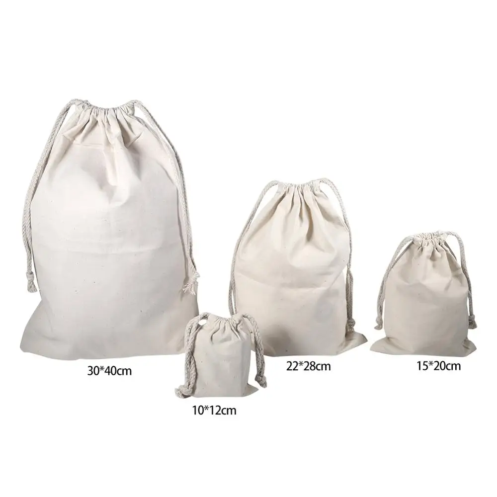 Reusable Cotton Drawstring Bag Small Travel Storage Bag Large Capacity Shoe Laundry Lingerie Makeup Storage Pouch images - 6
