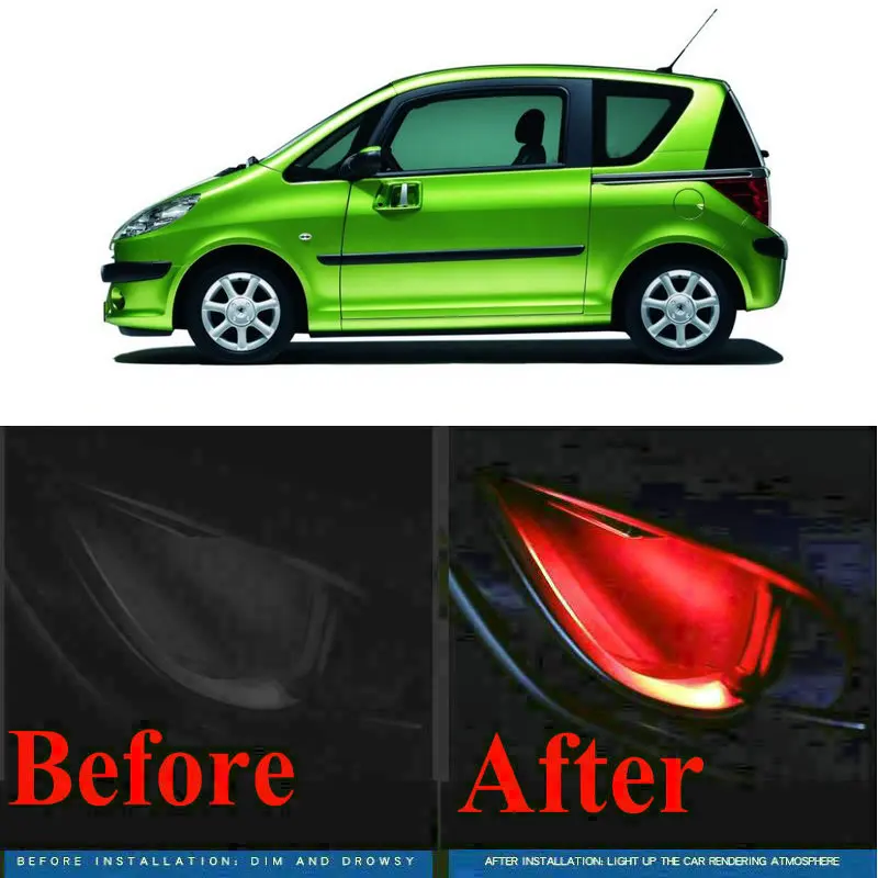 

Наклейки в стиле CF для автомобилей, внутренняя дверная ручка, атмосферная лампа для peugeot EXPERT RCZ 1007 106 107 108 partner, 4 шт.